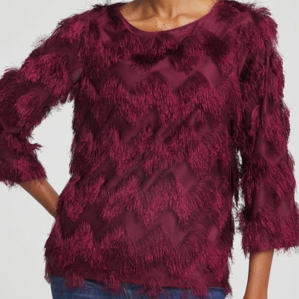 Chico's elegant Burgundy Party Top. New With Tags